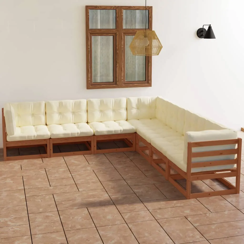 vidaXL Set Divani da Giardino 7 pz con Cuscini Legno Massello di Pino