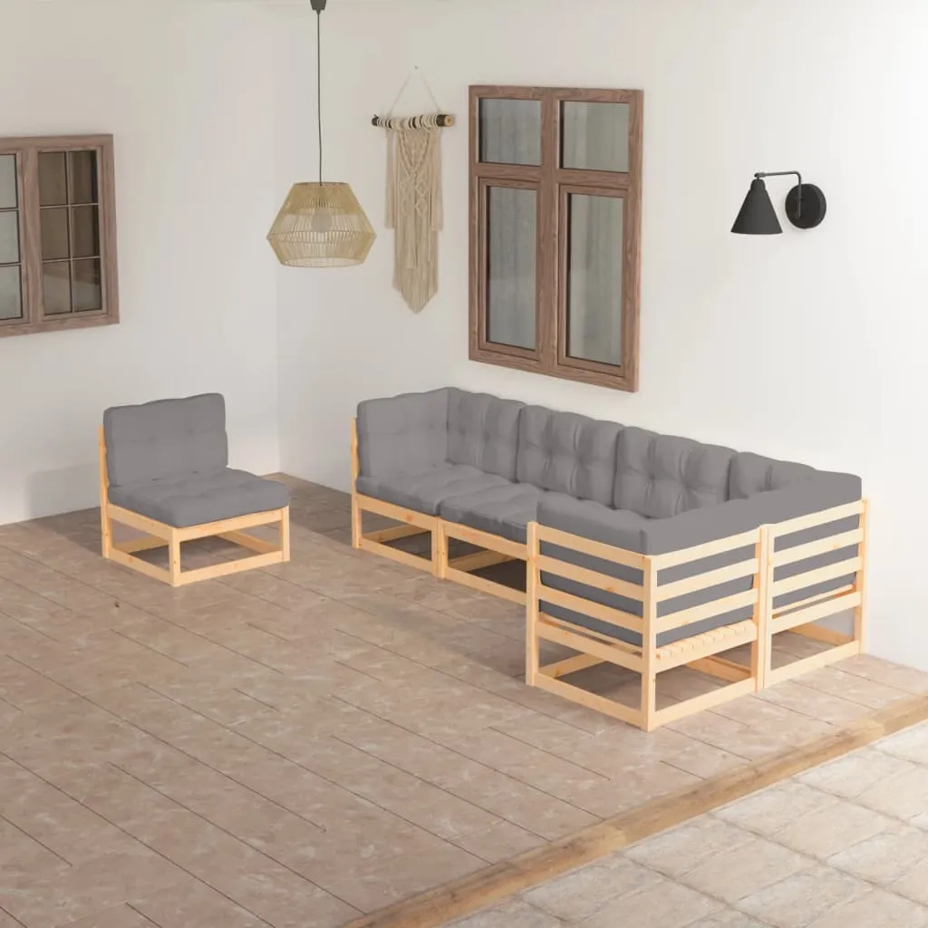 vidaXL Set Divani da Giardino 6 pz con Cuscini Legno Massello di Pino