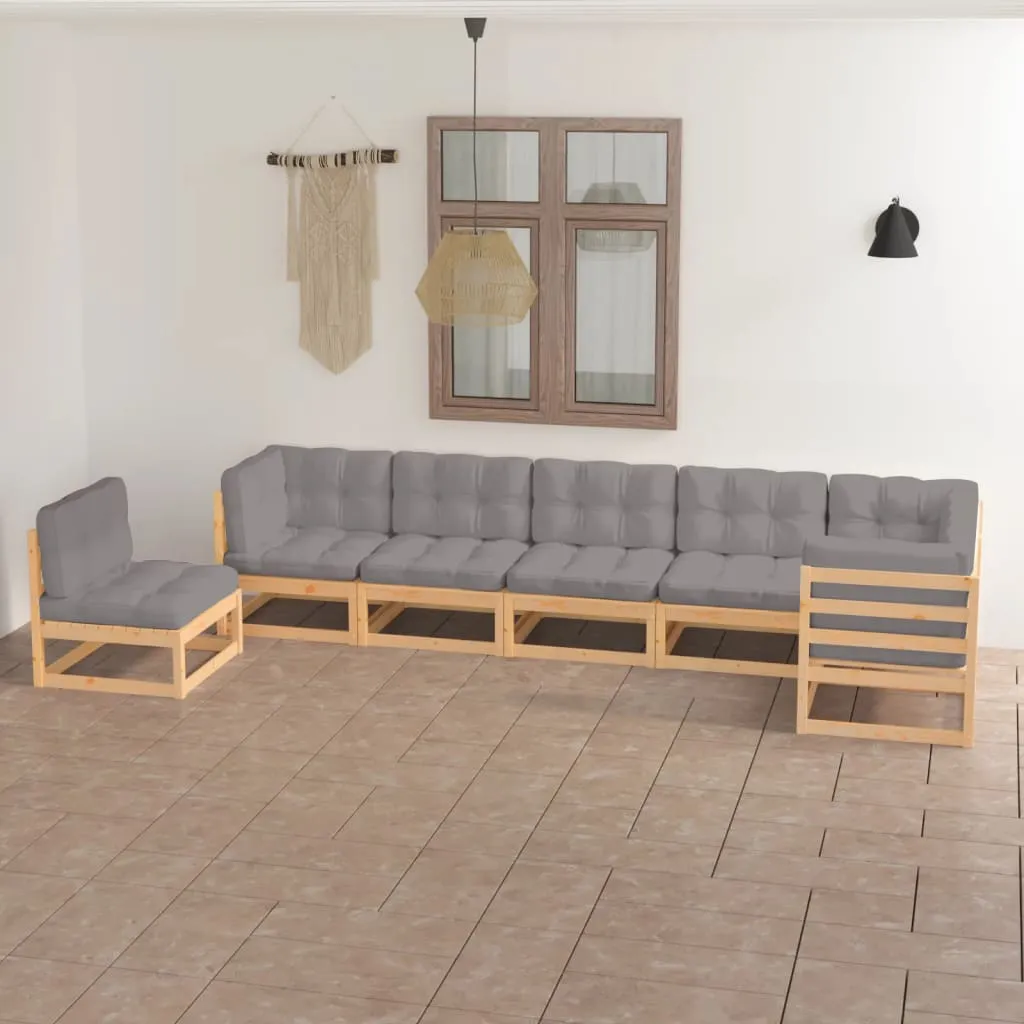 vidaXL Set Salotto Giardino 7 pz Cuscini Antracite Legno Massello Pino