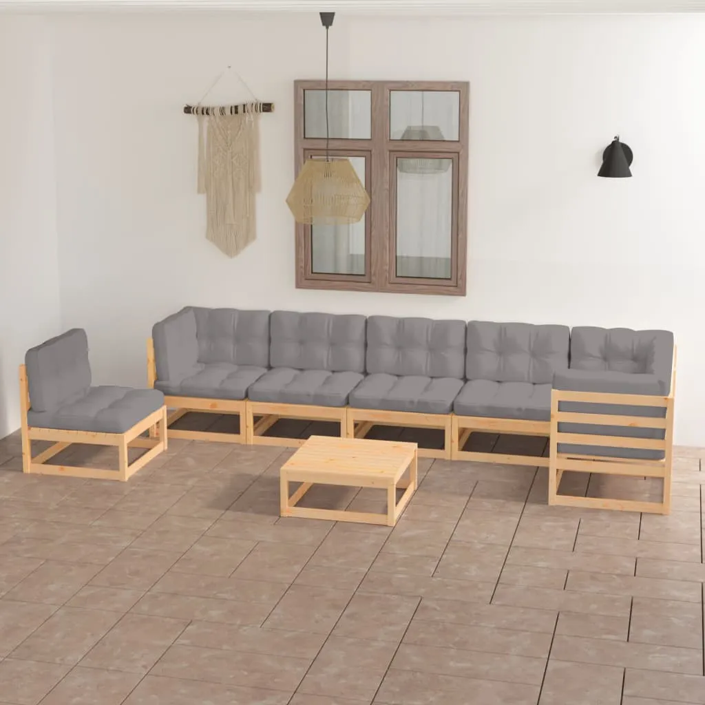 vidaXL Set Divani da Giardino 8 pz con Cuscini Legno Massello di Pino