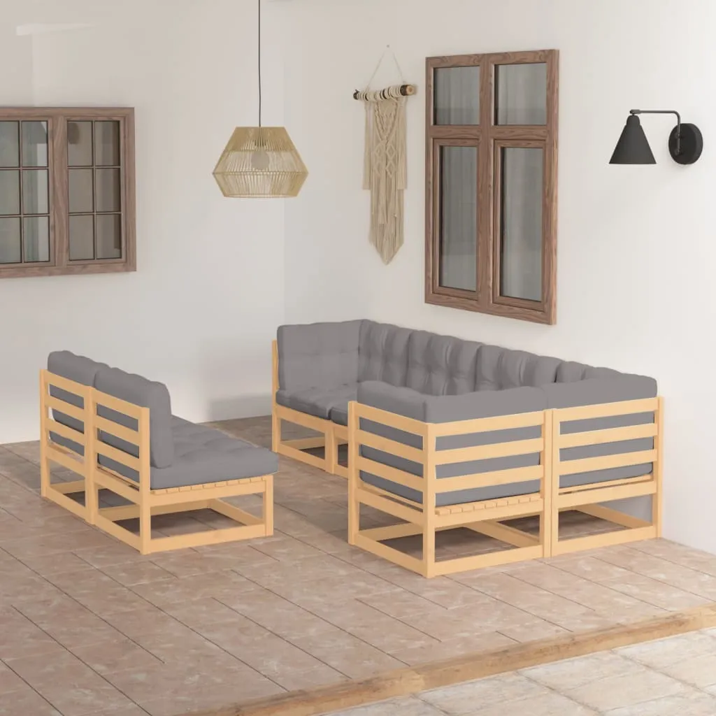 vidaXL Set Divani da Giardino 7 pz con Cuscini Legno Massello di Pino