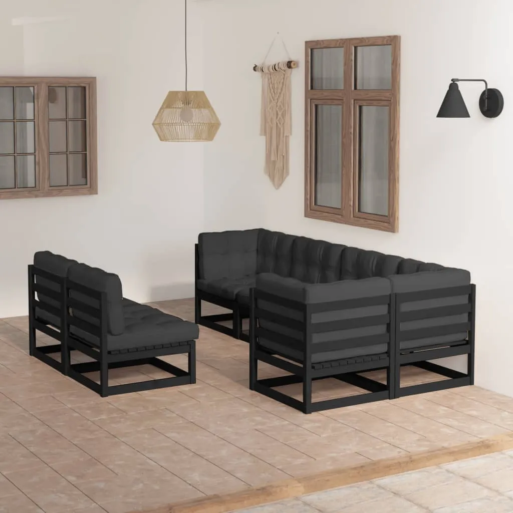 vidaXL Set Salotto Giardino 7 pz Cuscini Antracite Legno Massello Pino