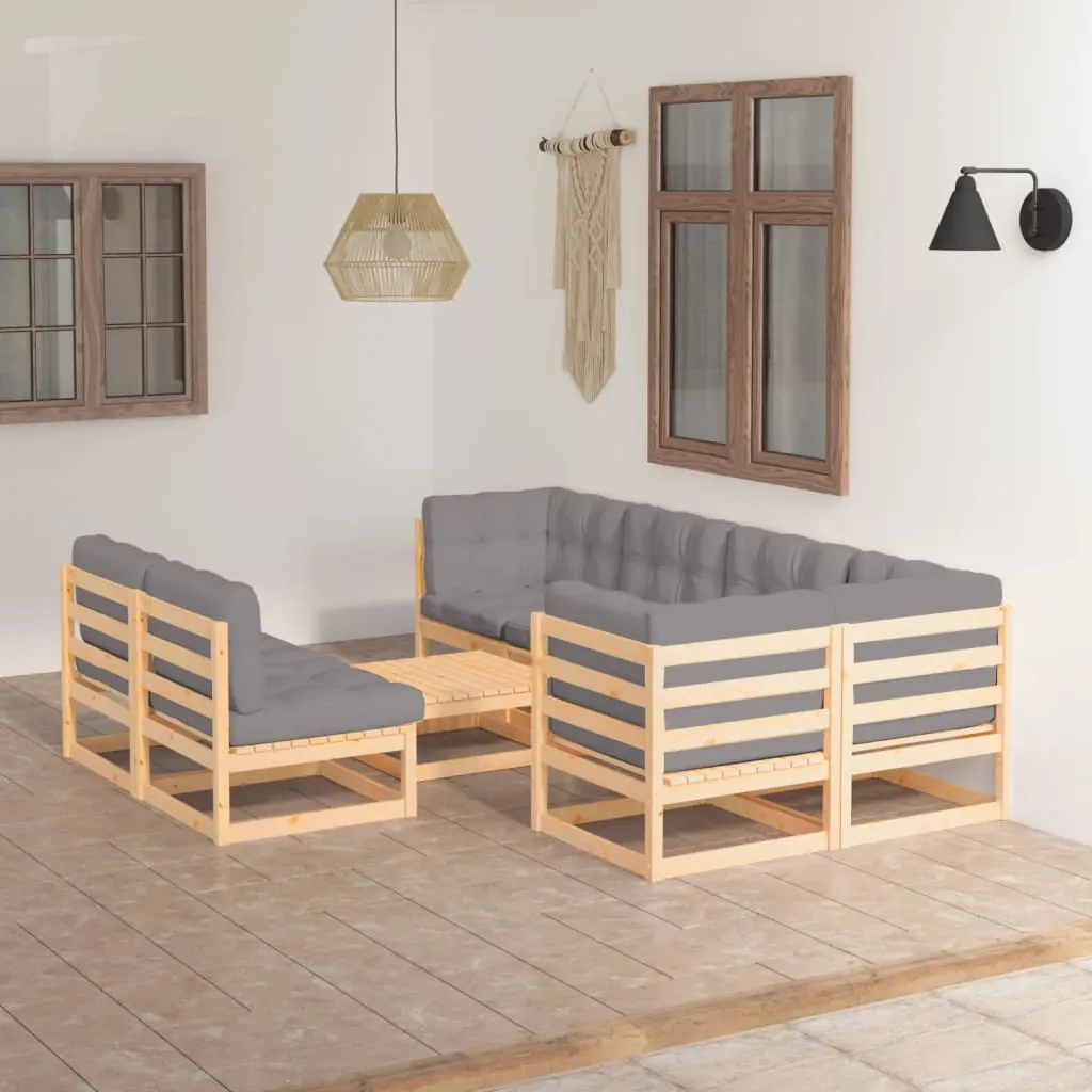 vidaXL Set Salotto Giardino 8 pz Cuscini Antracite Legno Massello Pino