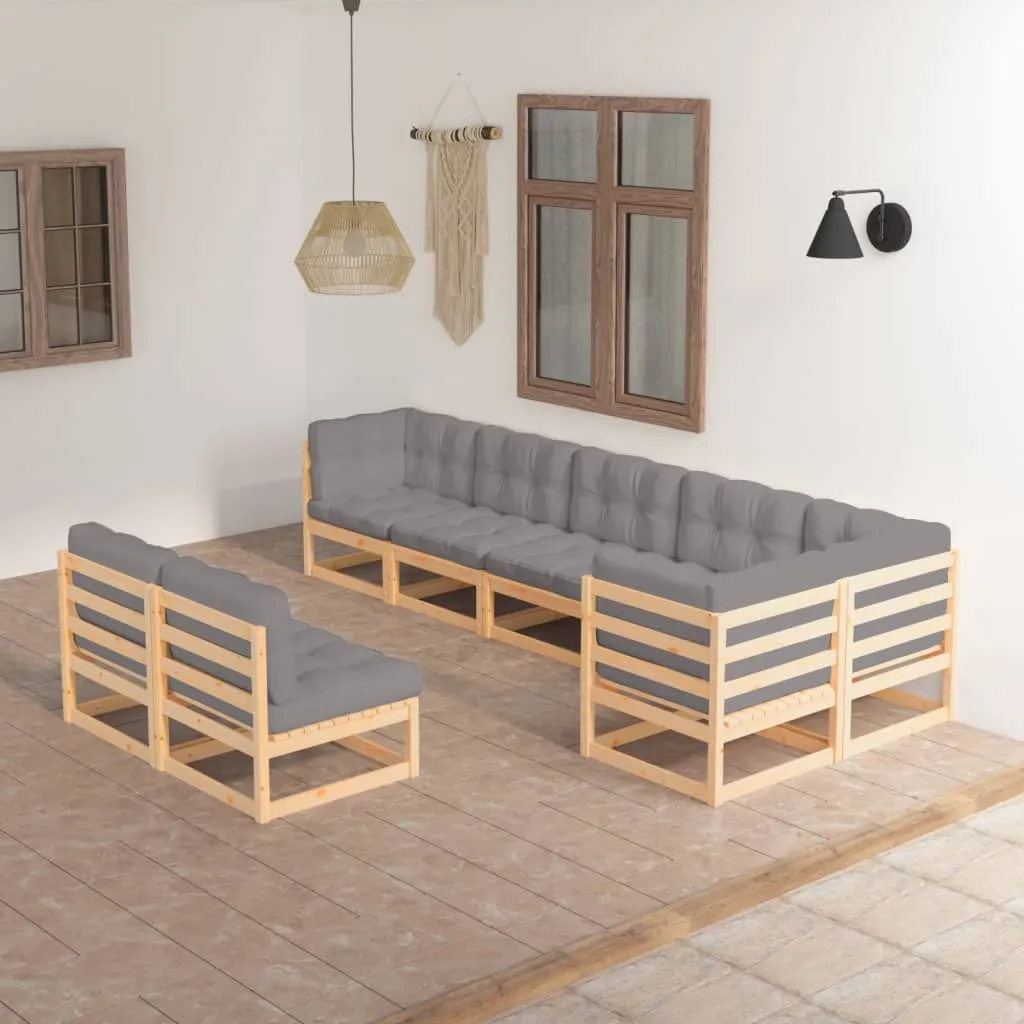 vidaXL Set Salotto Giardino 8 pz Cuscini Antracite Legno Massello Pino