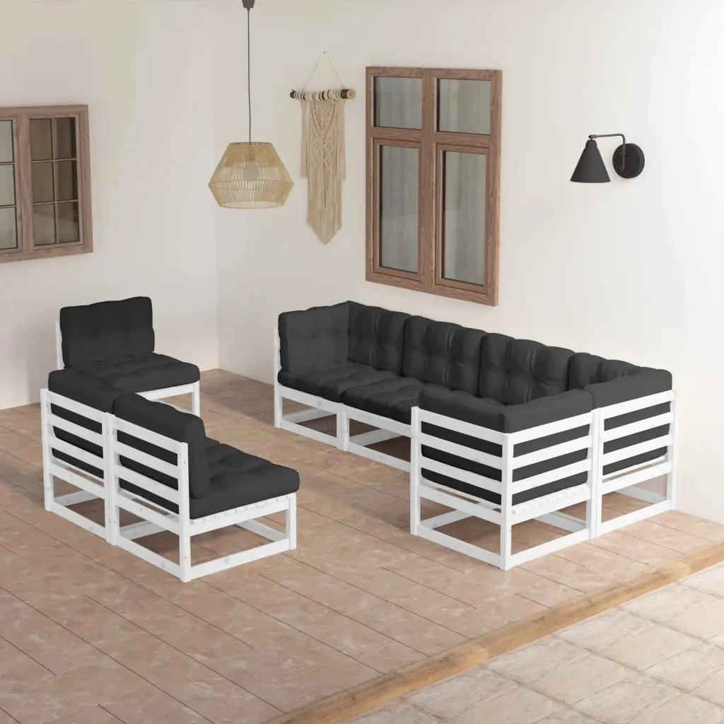 vidaXL Set Divani da Giardino 8 pz con Cuscini Legno Massello di Pino