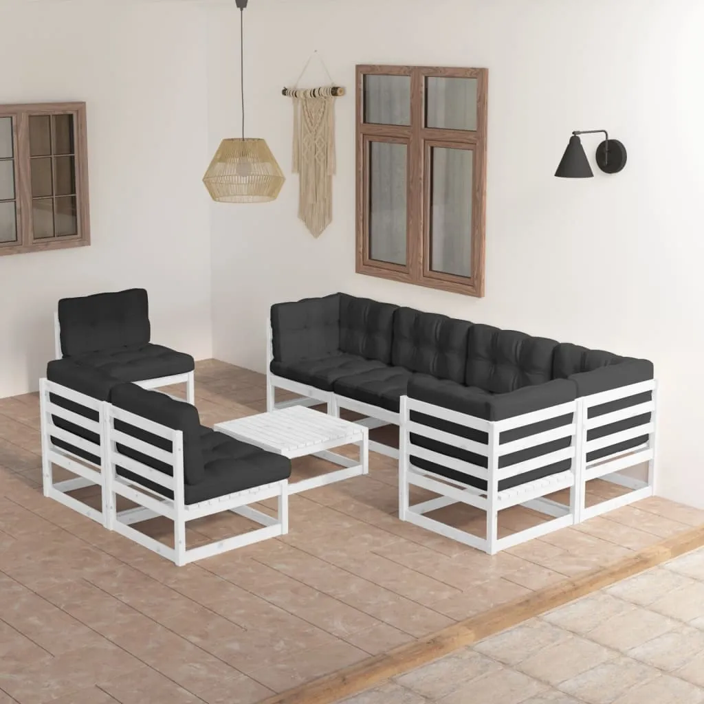 vidaXL Set Divani da Giardino 9 pz con Cuscini Legno Massello di Pino