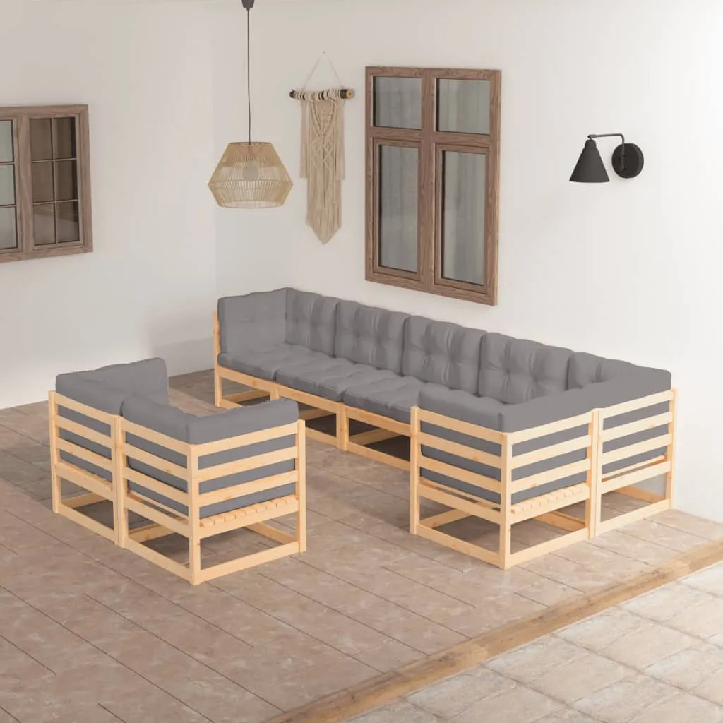 vidaXL Set Salotto Giardino 8 pz Cuscini Antracite Legno Massello Pino