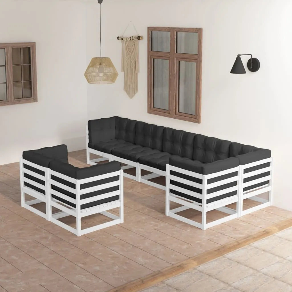 vidaXL Set Divani da Giardino 8 pz con Cuscini Legno Massello di Pino