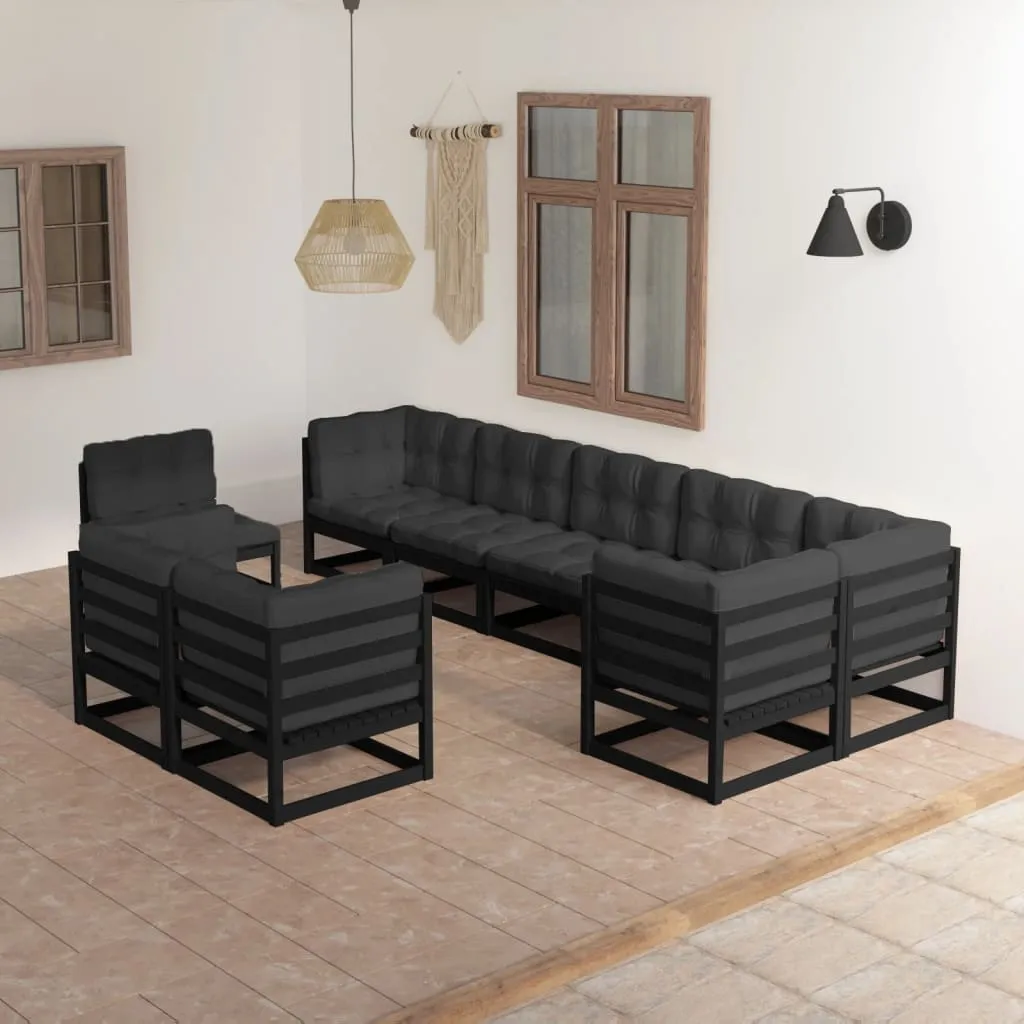 vidaXL Set Salotto Giardino 9 pz Cuscini Antracite Legno Massello Pino