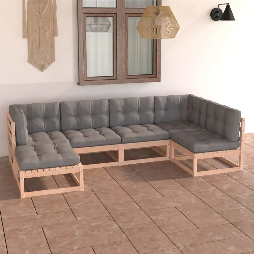 vidaXL Set Divani Giardino 6 pz con Cuscini in Legno Massello di Pino