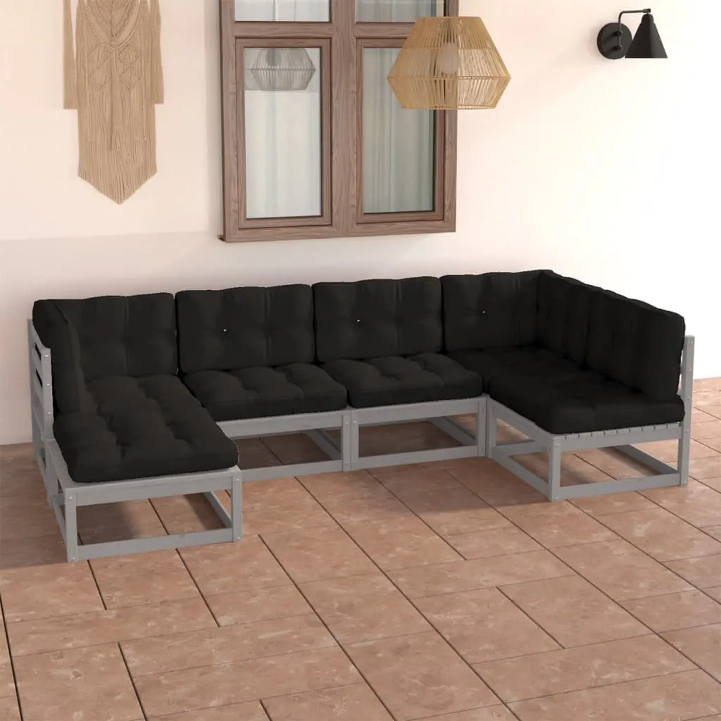 vidaXL Set Divani Giardino 6 pz con Cuscini in Legno Massello di Pino