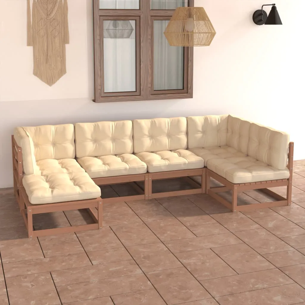 vidaXL Set Divani Giardino 6 pz con Cuscini in Legno Massello di Pino