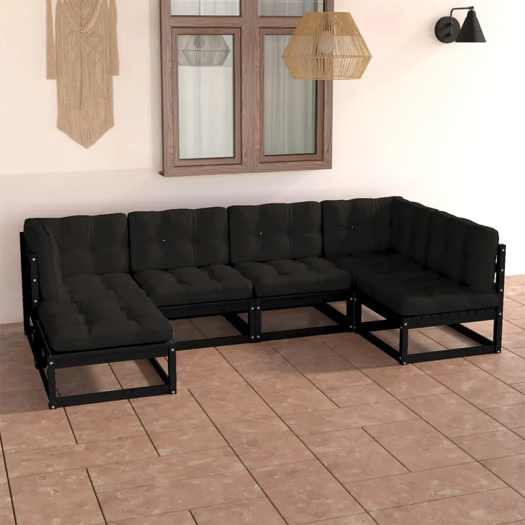 vidaXL Set Divani Giardino 6 pz con Cuscini in Legno Massello di Pino