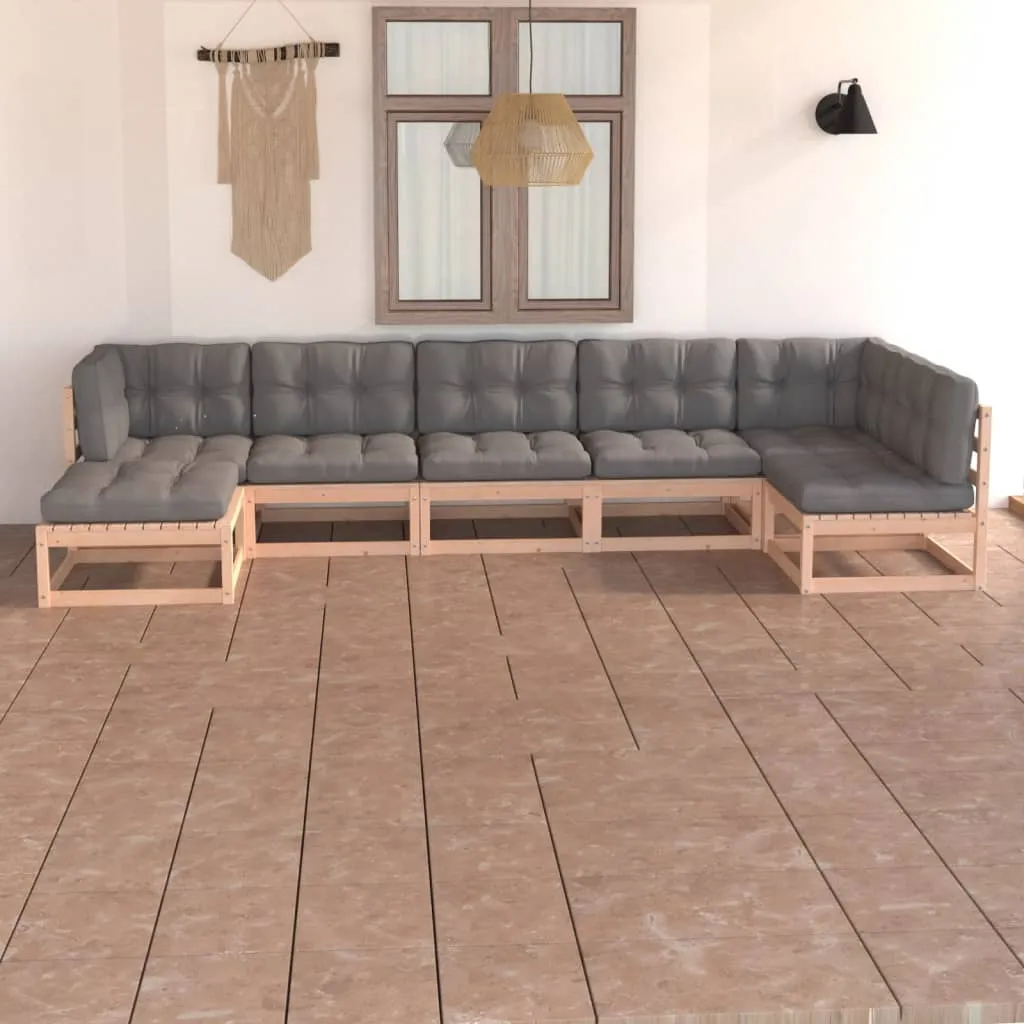 vidaXL Set Salotto Giardino 7 pz Cuscini Antracite Legno Massello Pino