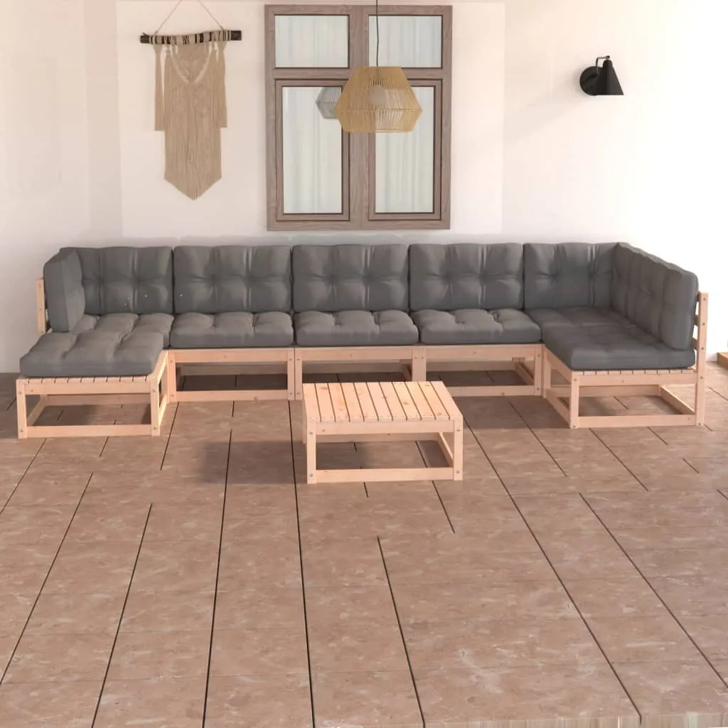 vidaXL Set Salotto Giardino 8 pz Cuscini Antracite Legno Massello Pino