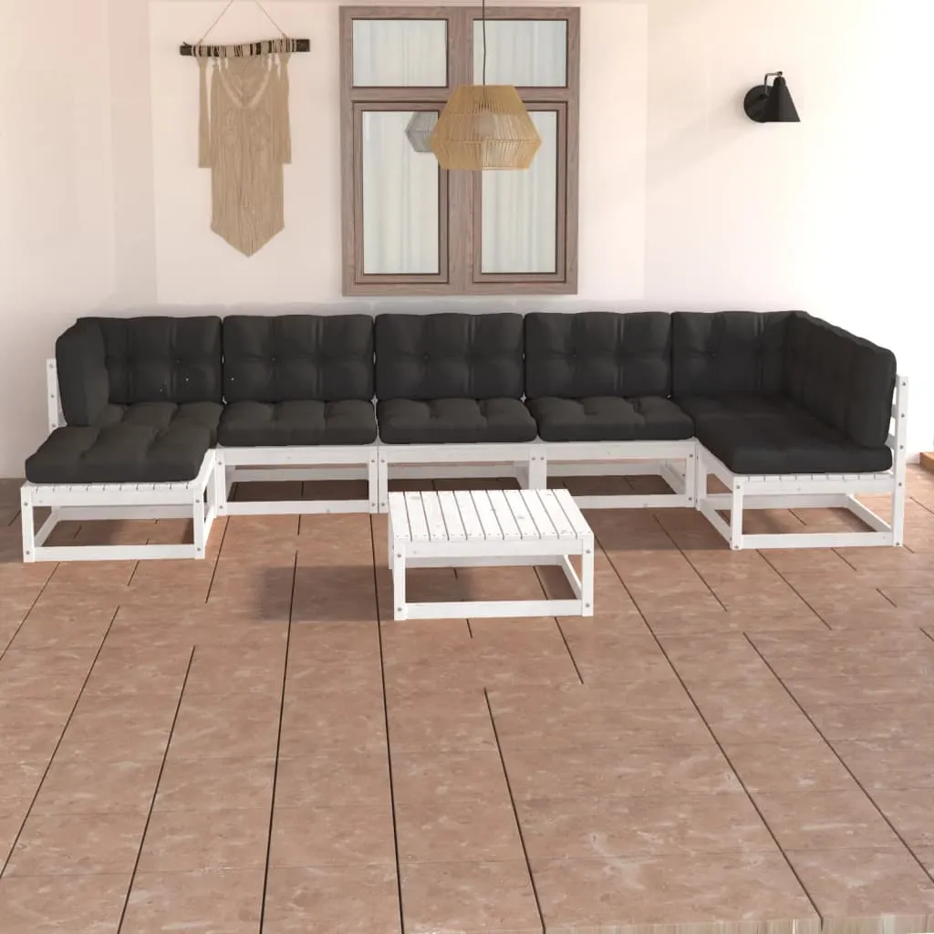 vidaXL Set Salotto Giardino 8 pz Cuscini Antracite Legno Massello Pino