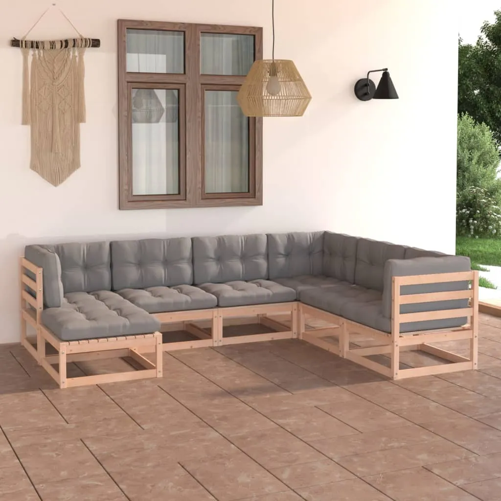 vidaXL Set Salotto Giardino 7 pz Cuscini Antracite Legno Massello Pino