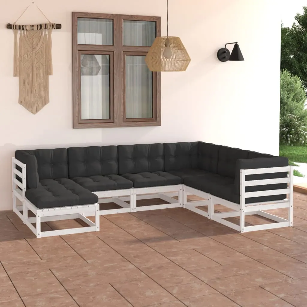 vidaXL Set Salotto Giardino 7 pz Cuscini Antracite Legno Massello Pino