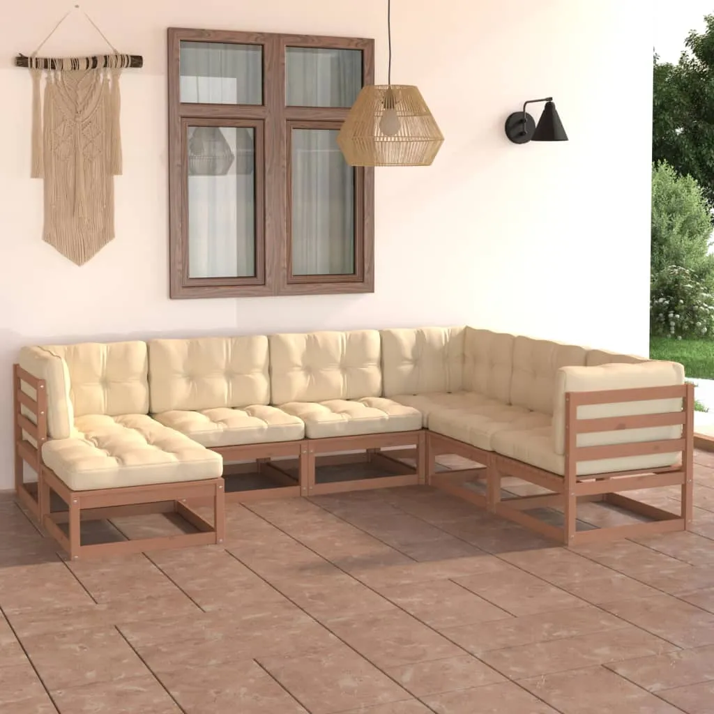 vidaXL Set Salotto Giardino 7 pz Cuscini Antracite Legno Massello Pino