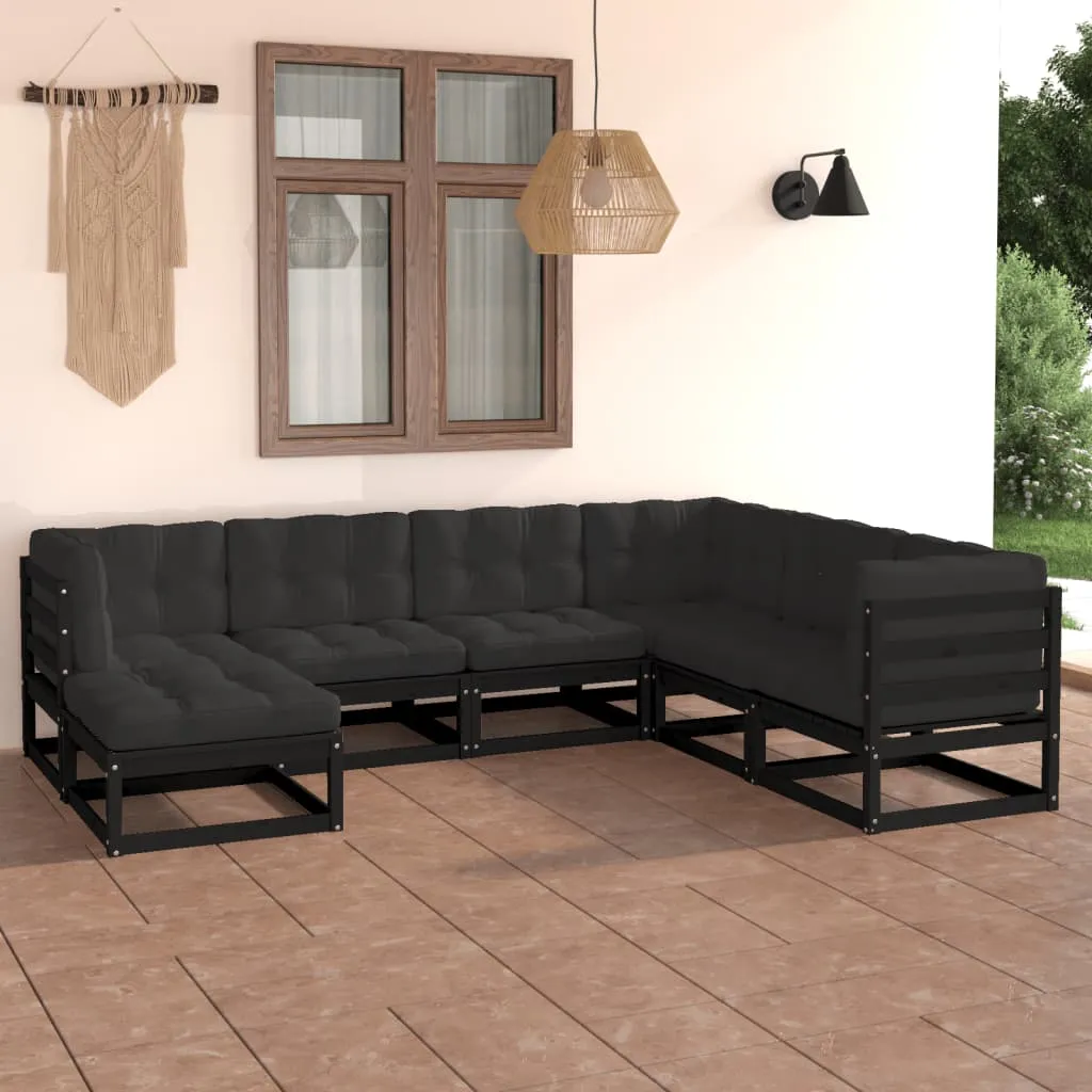 vidaXL Set Divani da Giardino 7 pz con Cuscini Legno Massello di Pino