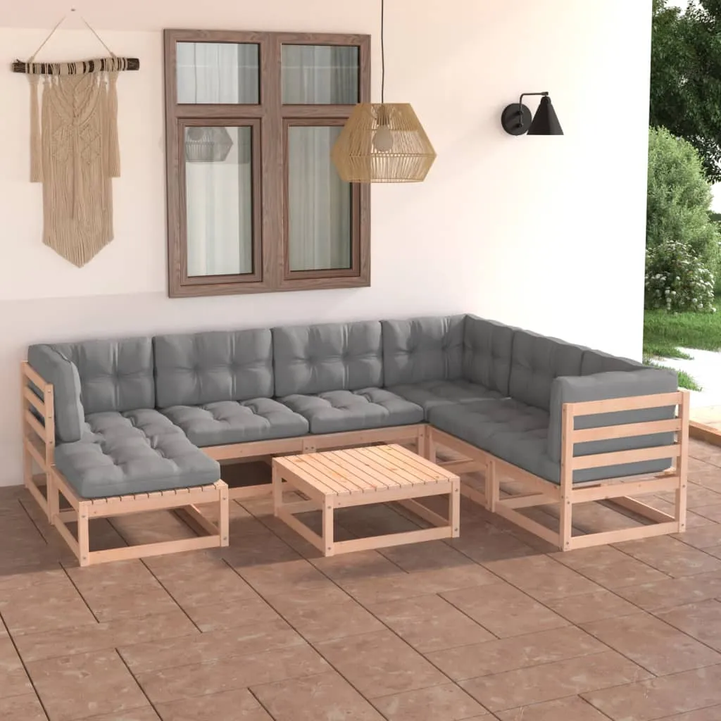 vidaXL Set Salotto Giardino 8 pz Cuscini Antracite Legno Massello Pino