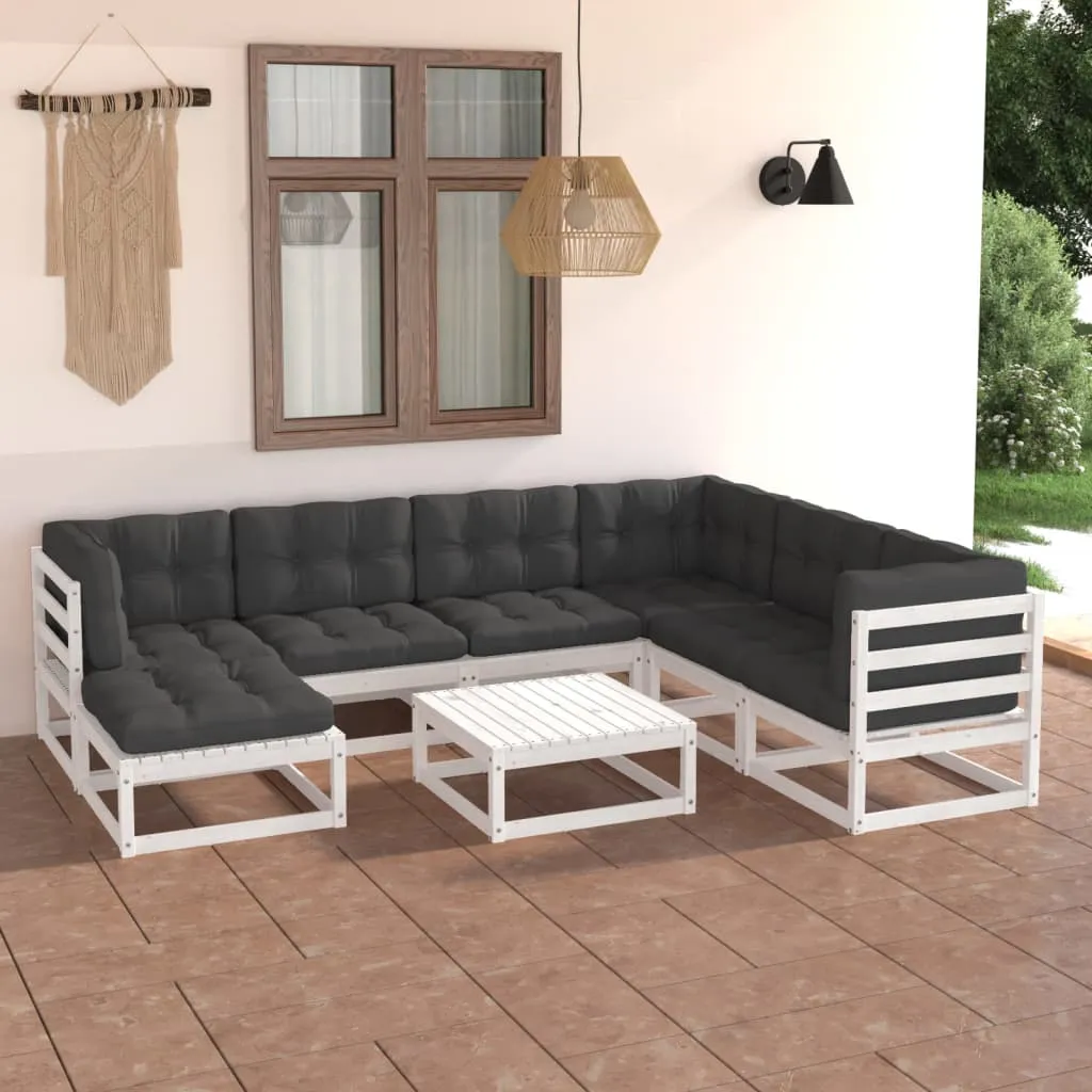 vidaXL Set Salotto Giardino 8 pz Cuscini Antracite Legno Massello Pino