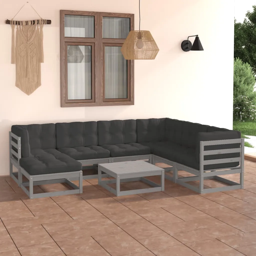 vidaXL Set Salotto Giardino 8 pz Cuscini Antracite Legno Massello Pino