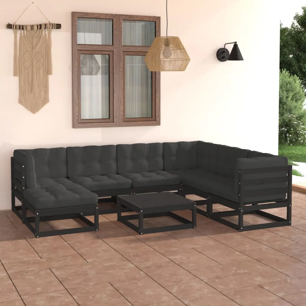 vidaXL Set Salotto Giardino 8 pz Cuscini Antracite Legno Massello Pino