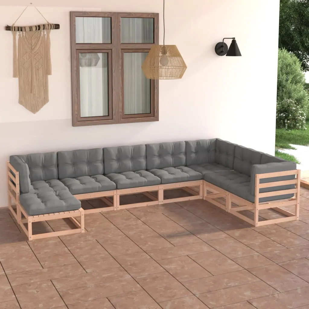 vidaXL Set Divani da Giardino 8 pz con Cuscini Legno Massello di Pino