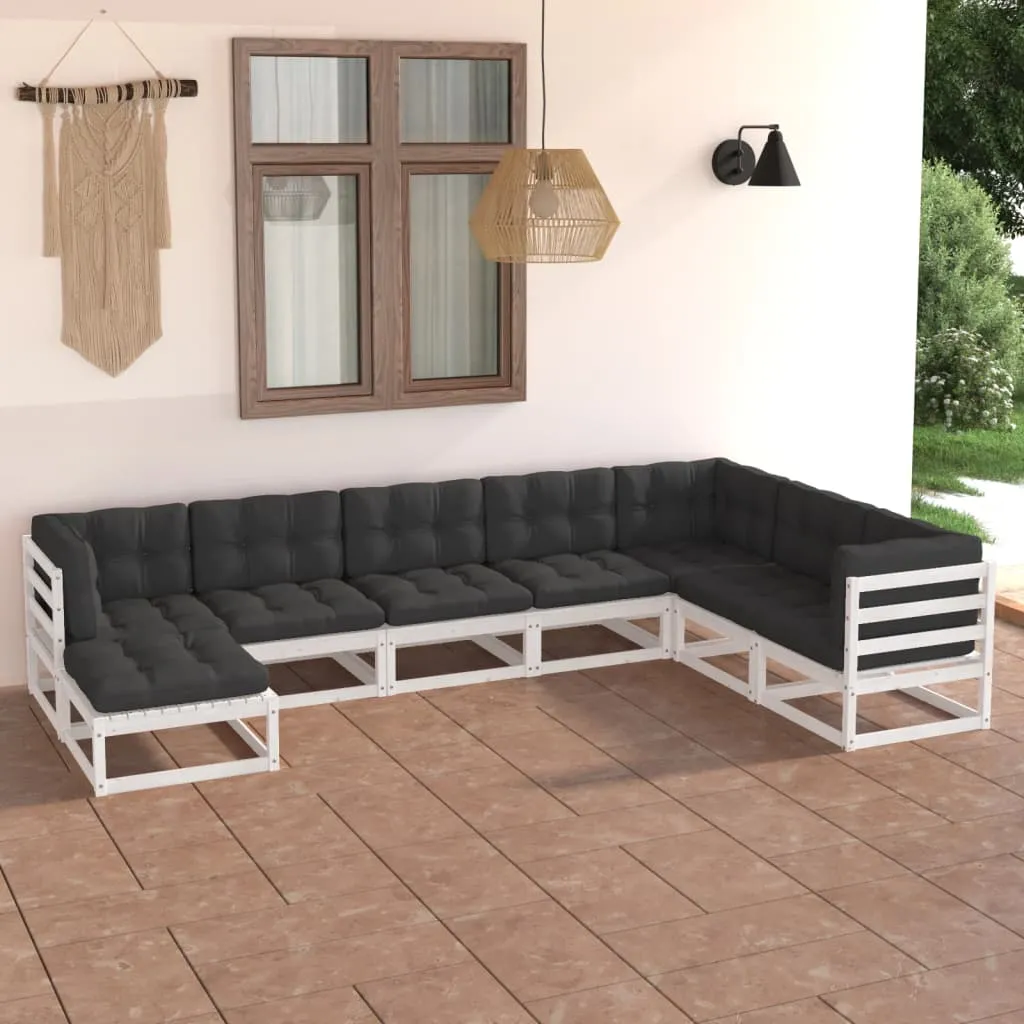 vidaXL Set Salotto Giardino 8 pz Cuscini Antracite Legno Massello Pino