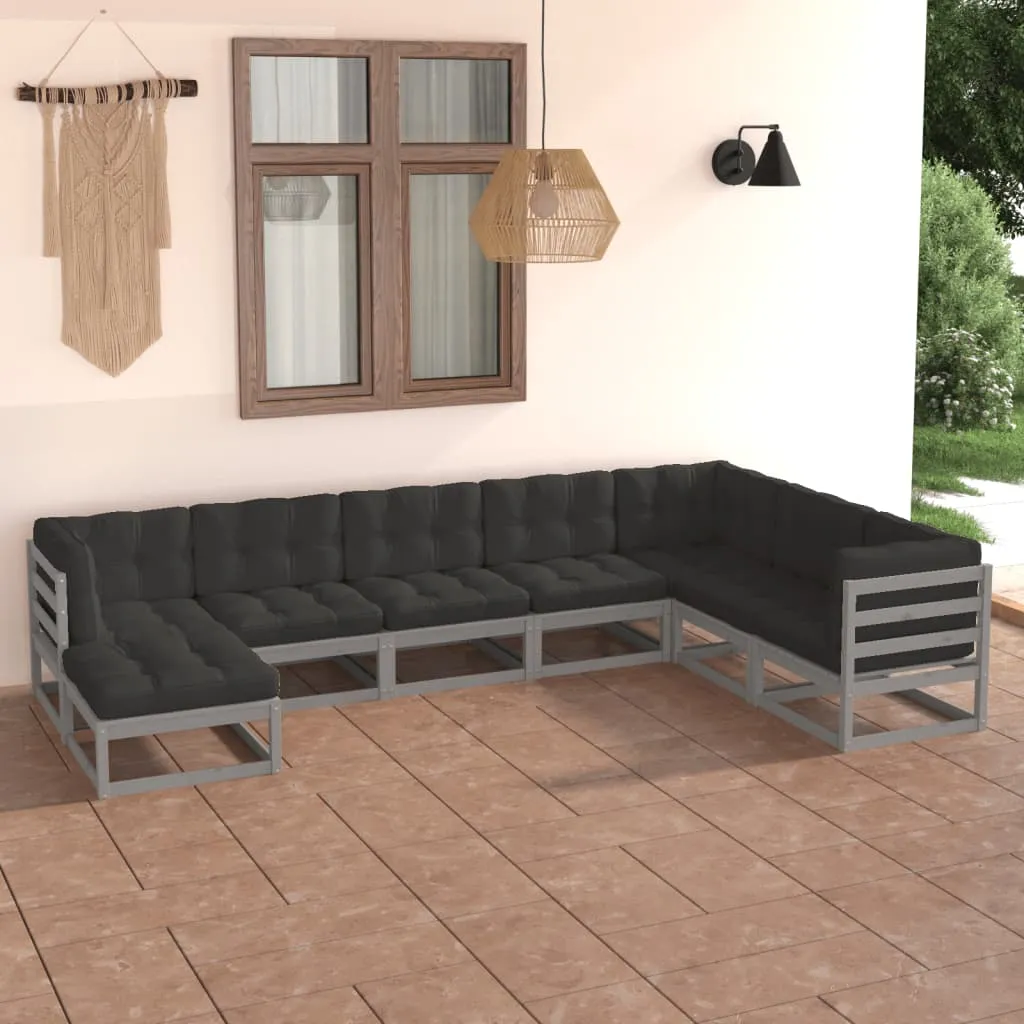 vidaXL Set Divani da Giardino 8 pz con Cuscini Legno Massello Pino