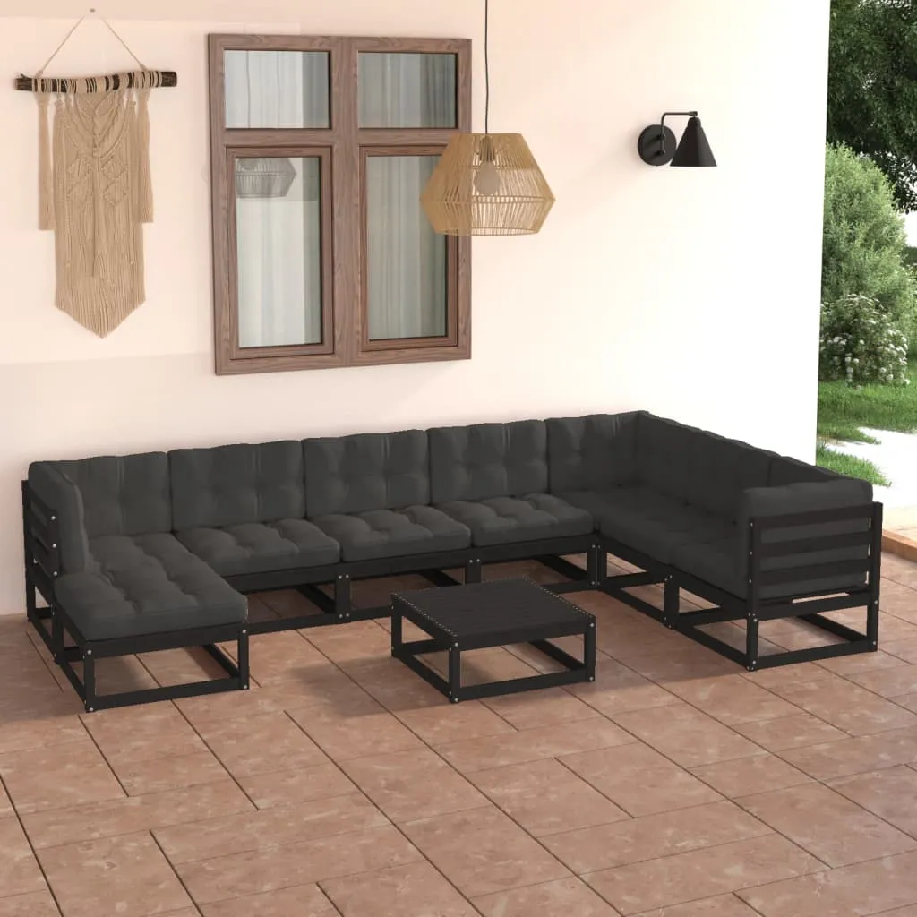 vidaXL Set Salotto Giardino 9 pz Cuscini Antracite Legno Massello Pino