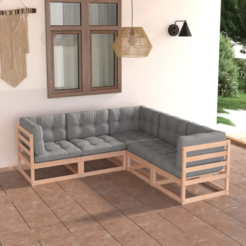 vidaXL Set Divani Giardino 6 pz con Cuscini in Legno Massello di Pino