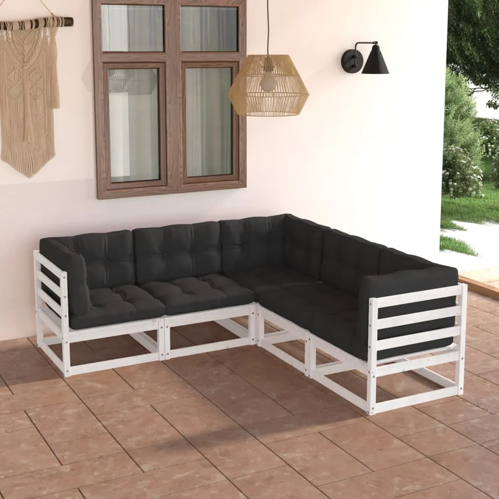 vidaXL Set Divani Giardino 6 pz con Cuscini in Legno Massello di Pino