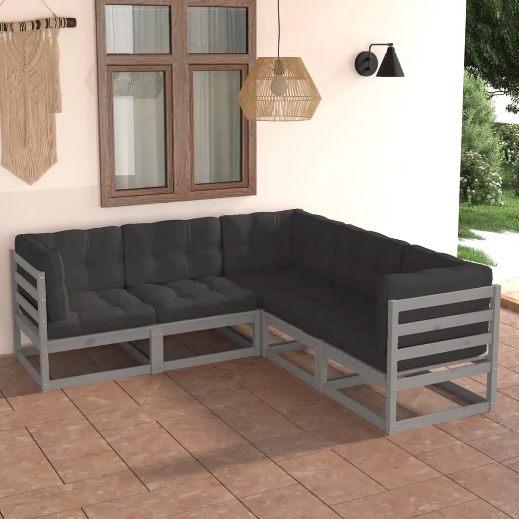 vidaXL Set Divani Giardino 6 pz con Cuscini in Legno Massello di Pino