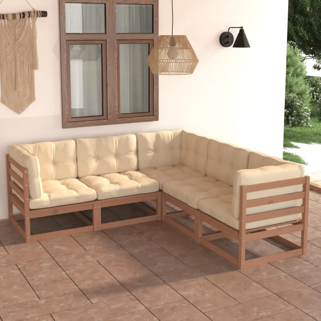 vidaXL Set Divani Giardino 6 pz con Cuscini in Legno Massello di Pino