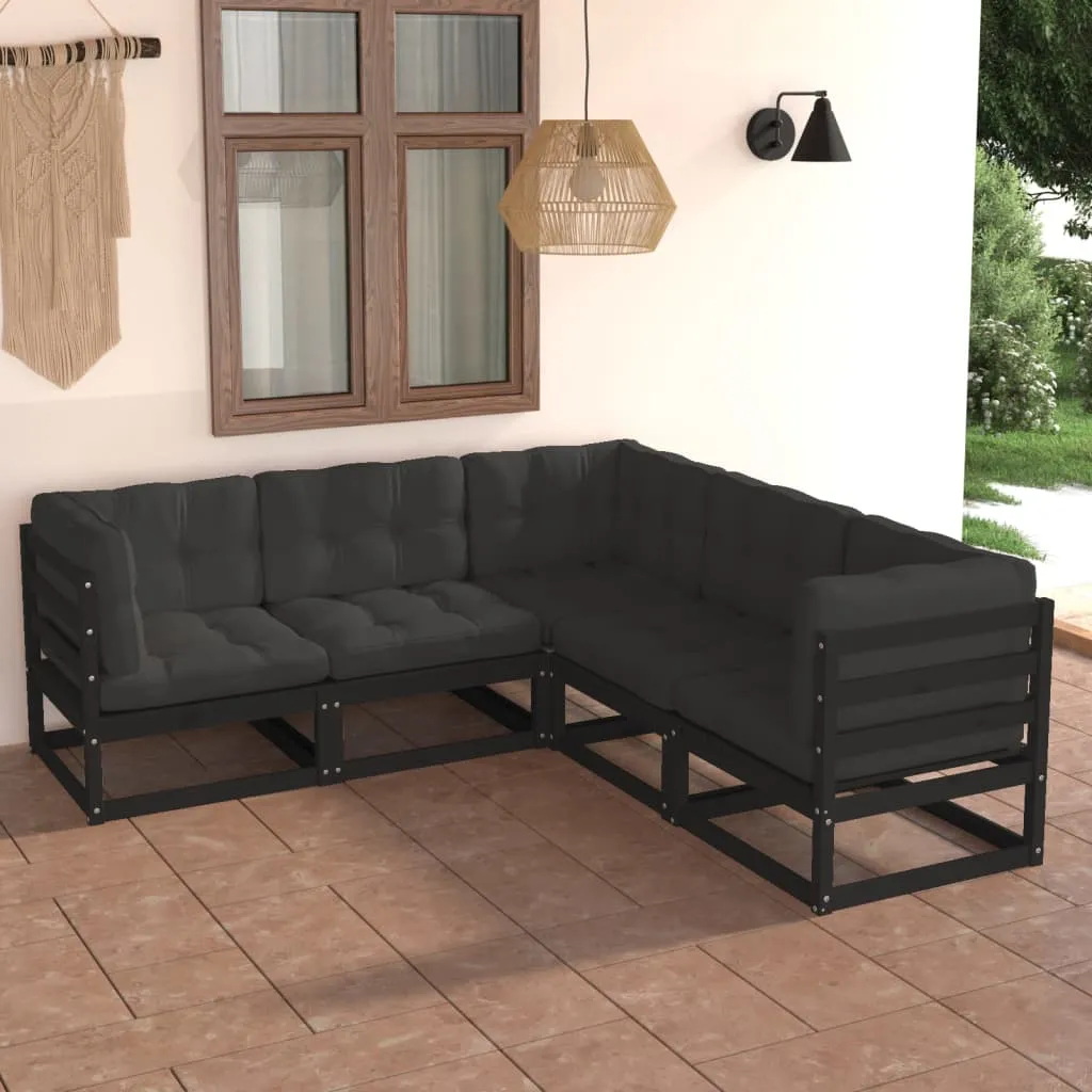 vidaXL Set Divani Giardino 6 pz con Cuscini in Legno Massello di Pino