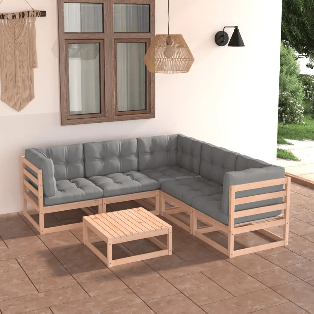 vidaXL Set Divani da Giardino 6 pz con Cuscini Legno Massello di Pino