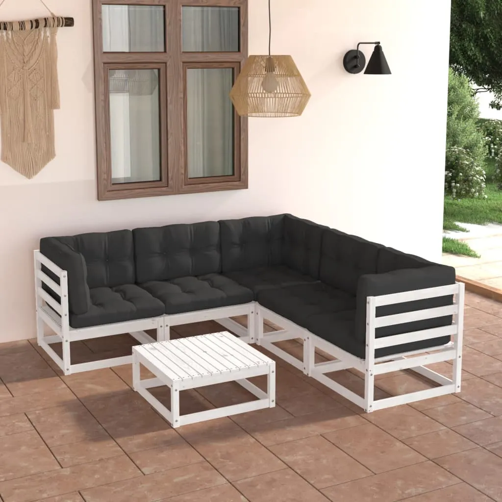 vidaXL Set Divani Giardino 6 pz con Cuscini in Legno Massello di Pino