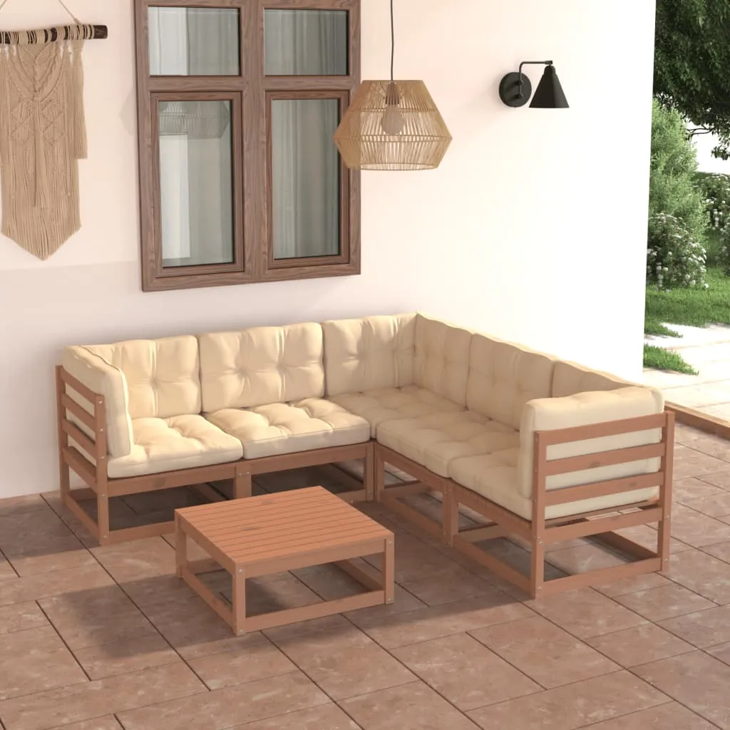 vidaXL Set Divani Giardino 6 pz con Cuscini in Legno Massello di Pino