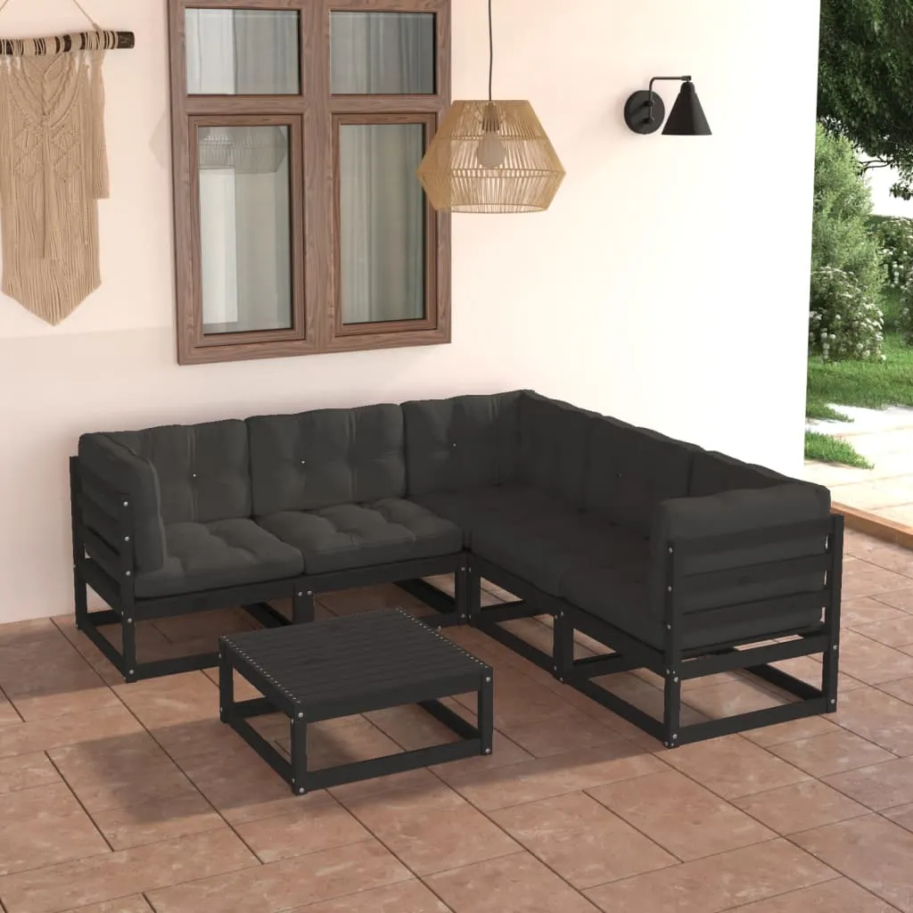 vidaXL Set Divani Giardino 6 pz con Cuscini in Legno Massello di Pino