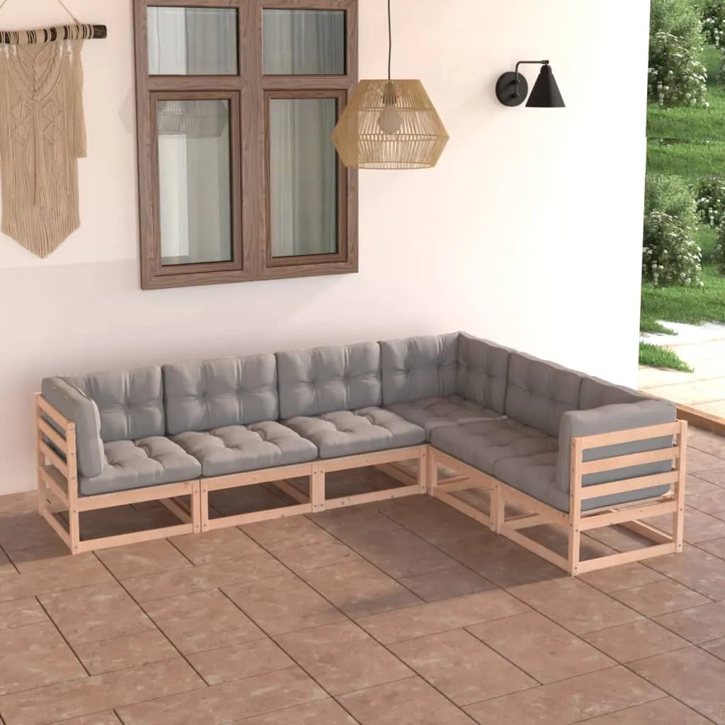 vidaXL Set Divani Giardino 6 pz con Cuscini in Legno Massello di Pino