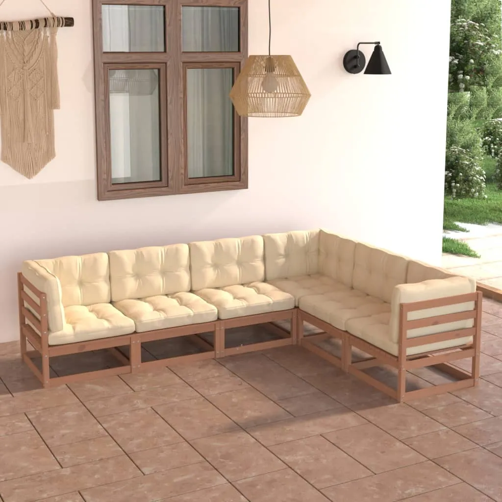 vidaXL Set Divani da Giardino 6 pz con Cuscini Legno Massello di Pino