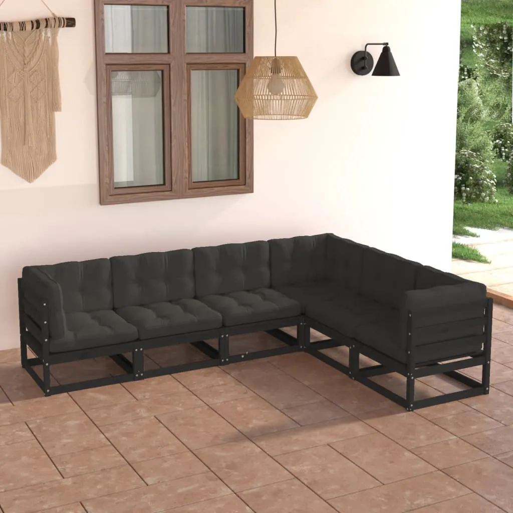 vidaXL Set Divani Giardino 6 pz con Cuscini in Legno Massello di Pino