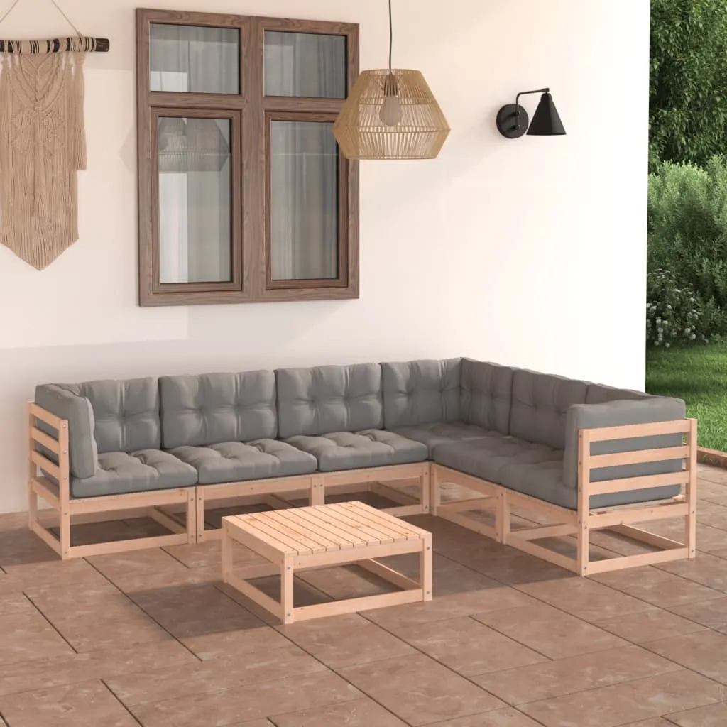 vidaXL Set Salotto Giardino 7 pz Cuscini Antracite Legno Massello Pino