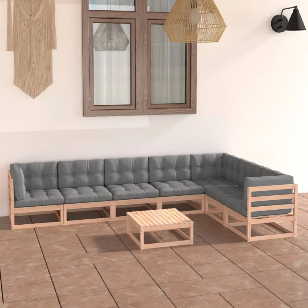 vidaXL Set Salotto Giardino 8 pz Cuscini Antracite Legno Massello Pino