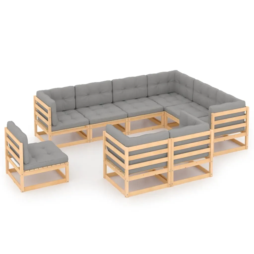 vidaXL Set Salotto Giardino 9 pz Cuscini Antracite Legno Massello Pino