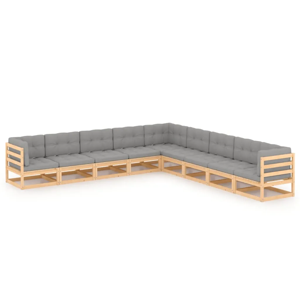 vidaXL Set Salotto Giardino 9 pz Cuscini Antracite Legno Massello Pino