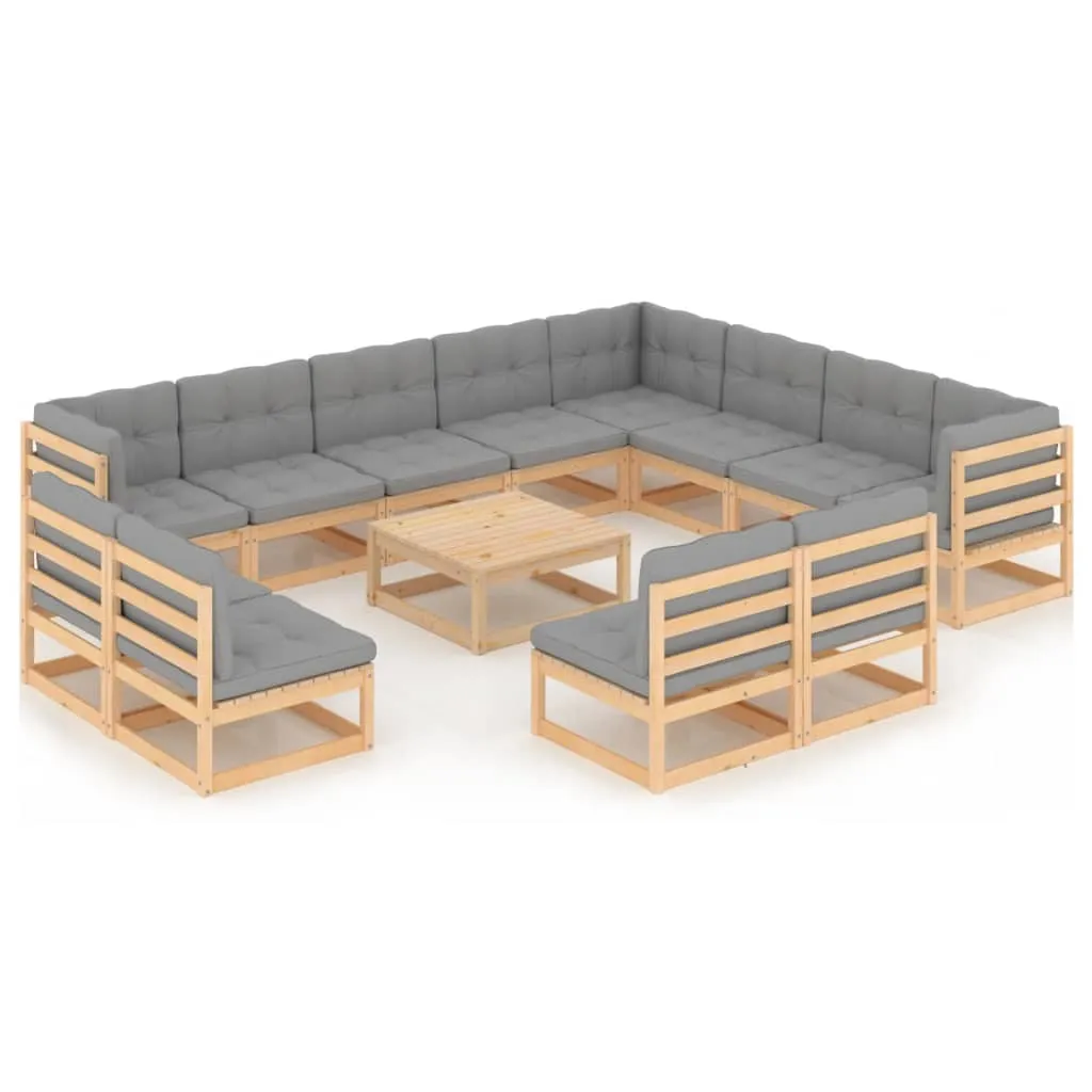 vidaXL Set Divani Giardino 13 pz con Cuscini in Legno Massello di Pino