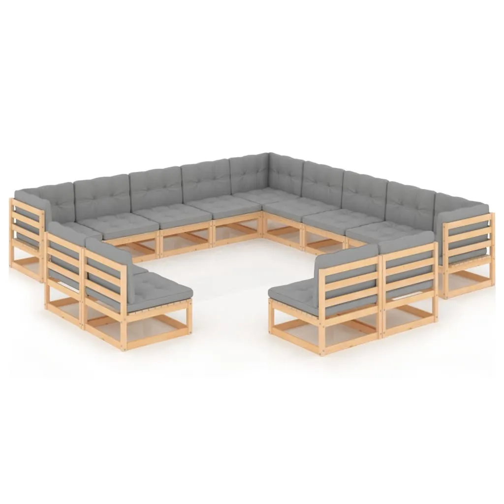 vidaXL Set Divani Giardino 13 pz con Cuscini in Legno Massello di Pino